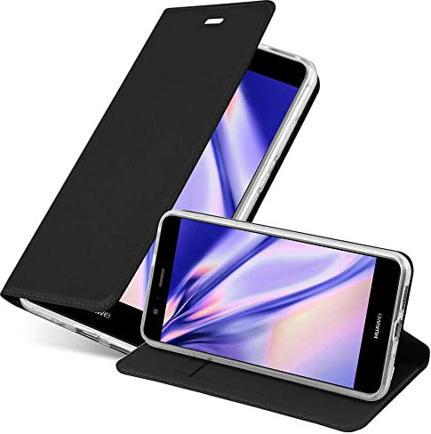 Cadorabo Custodia Libro per Huawei P10 Lite in Classy Nero – con Vani di Carte, Funzione Stand e Chiusura Magnetica – Portafoglio Cover Case Wallet Book Etui Protezione