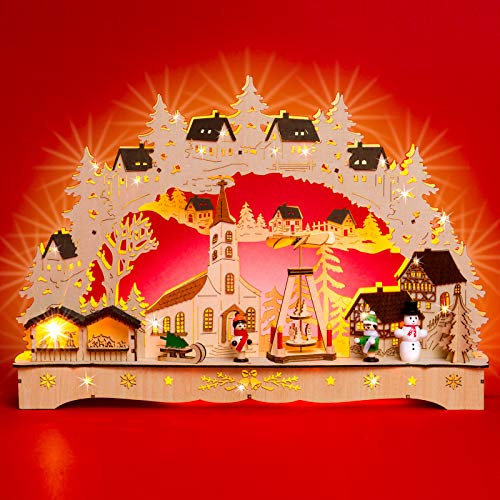 SIKORA LB70 beleuchteter LED Holz Schwibbogen WEIHNACHTSDORF inklusive Trafo