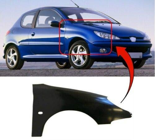 TVP Trade Vehicle Parts.co.uk Compatible With Front Wing Primed With Side Lamp Hole Right O/S 206 1998-2009