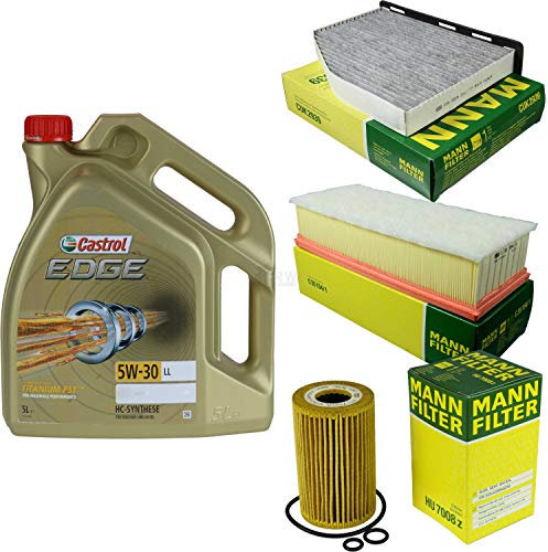 Filter Set Inspektionspaket 5 Liter Motoröl EDGE Titanium FST 5W-30 LL MANN-FILTER Innenraumfilter Luftfilter Ölfilter