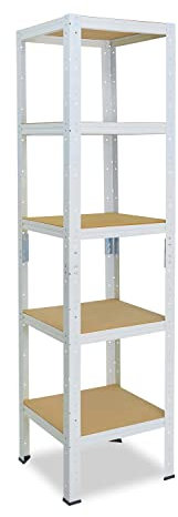 shelfplaza® 155x40x40cm HOME Schwerlastregal weiß/Metallregal mit 5 Böden/Kellerregal Metall, Garagenregal, Werkstattregal oder Regal Lagerregal/Steckregal Metall mit 175kg Tragkraft