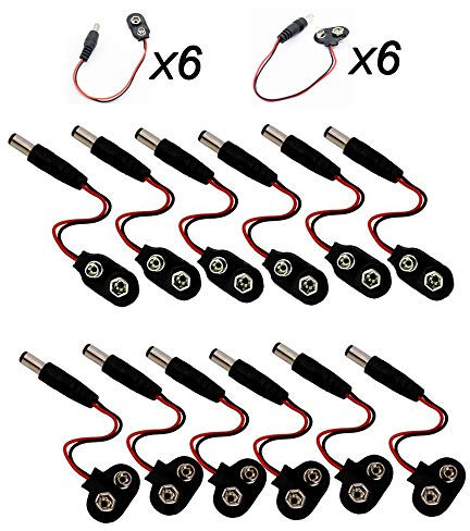 YIXISI 12 Pcs 9v Pile Connecteur, 2.1x5.5mm Dc Adaptateur Secteur Pour Arduino(T Et I Type)