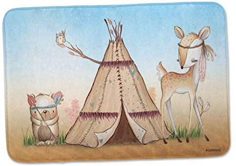 Sunnywall Bettvorleger mit individuellem Text - Badematte Badteppich Badvorleger Kinderzimmer 59 x 40 (64 Bär-REH)