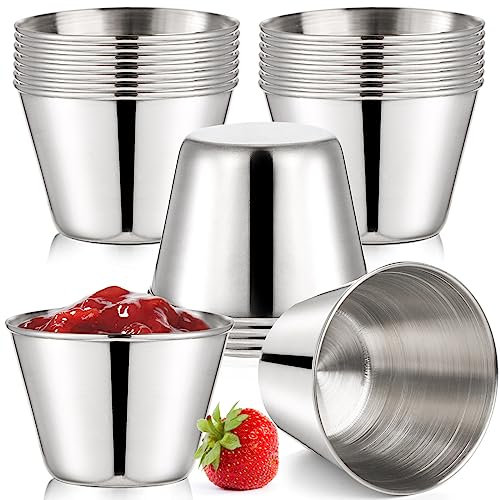 Bekith 20pcs Tasses à Sauce en acier Inoxydable 75 ml Sauce à Condiments Trempettes Sauces Bol pour Barbecue Restaurant Maison