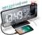 Reveil Projecteur Plafond, Reveil Projecteur Digital Rotatif 180° Réveil Numérique LED , Radio Reveil Projection Plafond avec Double Alarmes, Port de Chargement USB, Humidité Température Intérieure