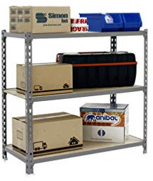 SimonRack Étagère Rangement et 3 Niveaux en Boix, 200 kg Capacité de Charge et Point de Flexion, 900x1100x500 mm, Étagère Charge Lourde, Étagère Garage, Gris/Bois - Maderclick