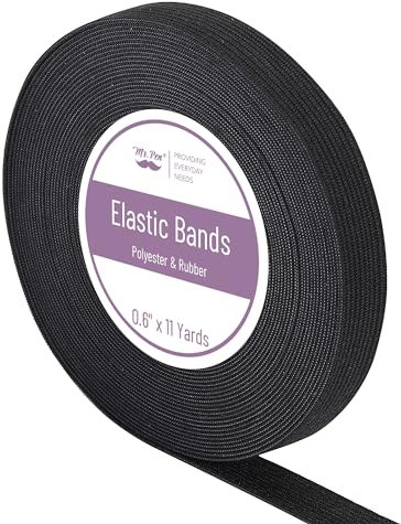 Mr. Pen- Elastic Band, 0.6, 11 Yards, Black, Elastic Band for Sewing, Black Elastic Band, Elastic Straps, Stretch Elastic for Sewing, Fabric Elastic Band, Waistband Elastic