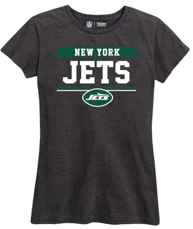 NFL Damen-T-Shirt, Anthrazit, lockere Passform, Fußballbekleidung, ohne Etikett, kurzärmelig, New York Jets, Schwarz, Größe M (US)