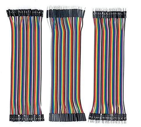 120 Pin Dupont Jumper Wires, 20cm Wire Length (40Pin Male to Female, 40Pin Male to Male, 40 Pin Female to Female), with Arduino and Raspberry Pi Projects (Set of 3)