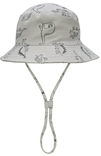 Baby Sonnenhut Kinder Hut, Sommerhut Mütze for Jungen Mädchen mit Verstellbar Kordelzug (48, Dinosaurier Grau)