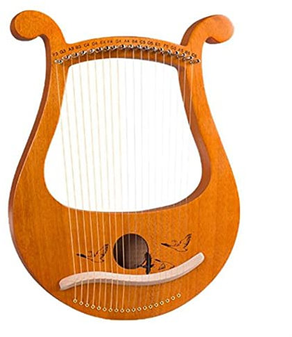 KESHUO Leier Harfe Lyre Harp 19 Saite Griechische Violine 19 Saiten Lyre Einzigartige Muster Geschnitzte Phonetische Symbole Für Musikliebhaber Anfänger