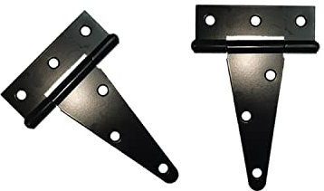 HLMOptimo T-Scharnier, T-Riemen, Schuppen, Tor, Scheune, Zaun, Türscharnier, robust, geschmiedet, rostfrei, alle Größen, schwarz (2 Stück, 10,2 cm)