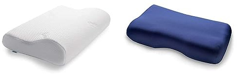 TEMPUR Kissen Set mit Füllung und Bezug, Original Kopfkissen Größe Junior mit Jersey-Kissenbezug (blau)
