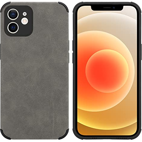 Cadorabo Hülle kompatibel mit Apple iPhone 12 Schutzhülle TPU Silikon Case Kunst Wildleder Design Slim Kratzfest Weiche Gummi mit Rundumschutz Case Hülle für iPhone 12 in Grau