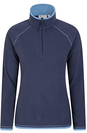 Mountain Warehouse Montana Womens Microfleece - Breathable Ladies Sweater, Quick Drying Pullover, Warm Fleece Jacket, Half Zip - For Spring Summer, Travelling, Outdoors Navy Women's Size 14