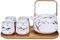 Juego de servicio de té de estilo japonés con bandeja de madera, juego de tazas de té de cerámica para tetera, juego de té de porcelana de China para el hogar y la oficina (blanco)