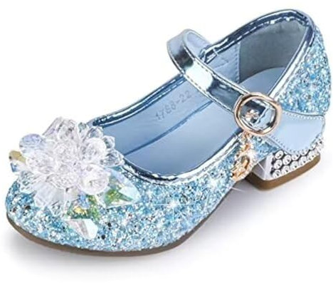 Sangyn Kristall Elsa Schuhe stöckelschuhe glitzerschuhe für mädchen Glitzer Sandalen Pailletten Prinzessin Cosplay Schuhe Hochzeiten Klett Sandalen für Fest Fasching Geburtstag Halloween Party