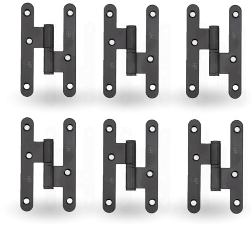 AZERODESIGN- Bisagras Puertas Madera- Pernio- Bisagras- Puerta Madera Interior -Material Acero con Remates pack de 6 unidades medidas de 100 x 57mm con cantos redondos-Bisagras Negras (IZQUIERDA)