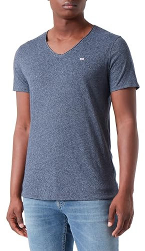 Tommy Jeans Camiseta manga corta Hombre Slim Cuello de pico, Blau (Azul), XS
