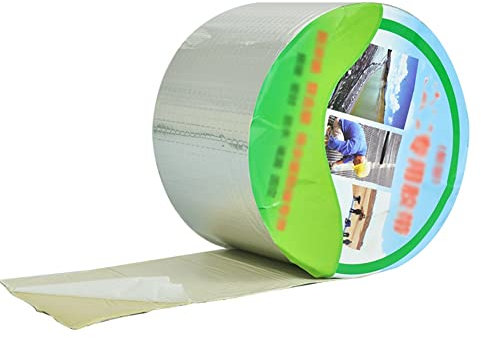 Teichfolien-Reparaturband, einseitiges Butylband, selbstklebend, Dichtungsband für Dachrohre, Bootslöcher, Risse, Membran (Farbe: Silber, Größe: 0,05 x 10 m)