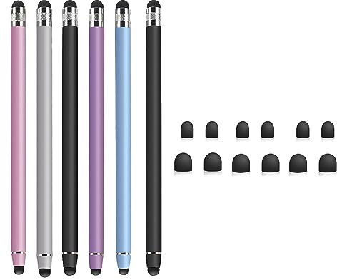 Touchscreen Stift Lila, Pack von 6 Touchscreen Stift, Stylus Stift Universal Touch Pen für Huawei, iPhone Pad Galaxy Mi Smartphones und Tablets, iOS, Samsung, Android, Xiaomi