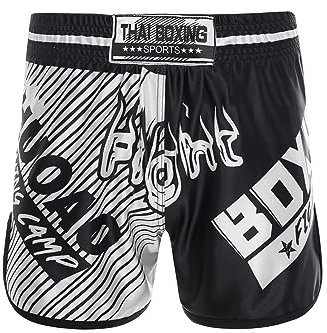 Kaerm Kinder Box Shorts Für Boxen MMA Muay Thai Kickboxen Training Workout Shorts Stretch Hose Leggings Sportswear Weiß schwarz 146-152