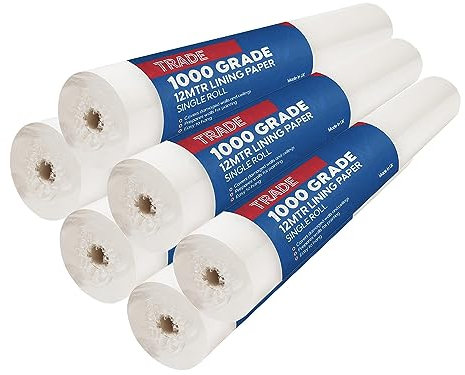 Trade 1000 Grade Lining Paper for Walls-Suitable for New & Damaged Walls-Covers Wall & Ceiling-Easy to Hang & Remove-10M Long Lining Paper Roll Plus 20% Free 6.72m2 Coverage- (6)