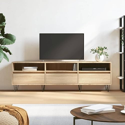 FIRBNUS TV-Schrank Sonoma-Eiche 150x30x44,5 cm Holzwerkstoff Sideboard Holz TV Cabinet TV Unterschrank TV Schrank Holz Möbel Wohnzimmer Fernsehkommode Wohnzimmer Modern Fernsehschrank