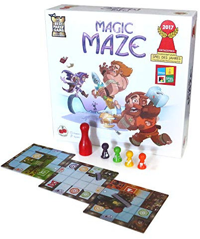 2Tomatoes Games | Magic Maze | Juego de Mesa Cooperativo | Únete a un Mago, un Guerrero, un Elfo y un Enano en una Misión Audaz| Roba Artículos Mágicos | 1-8 Jugadores | +8 Años | Español