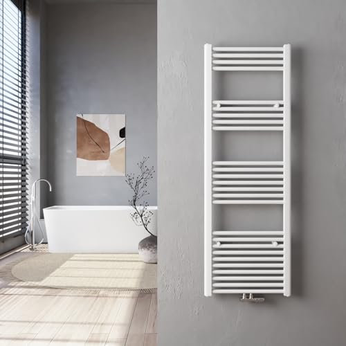 Heilmetz Badheizkörper 50 x 140 cm Handtuchtrockner Heizkörper Bad Mittelanschluss 568 Watt Leistung Handtuchwärmer Handtuchheizkörper Weiß Gerade