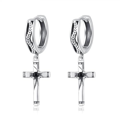 Kreuz Ohrringe für Männer Stein Sterling Silber Kreuz Ohrringe Kreuz-Schmuck für Männer Frauen