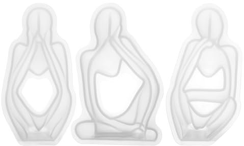 Puooifrty 3PCS Denker Porträt Ornamente Epoxidharz Silikon Form Ersatzteile Zubehör Einfache Europäische Abstrakte Körper Kerze Form Harz Silikon Form