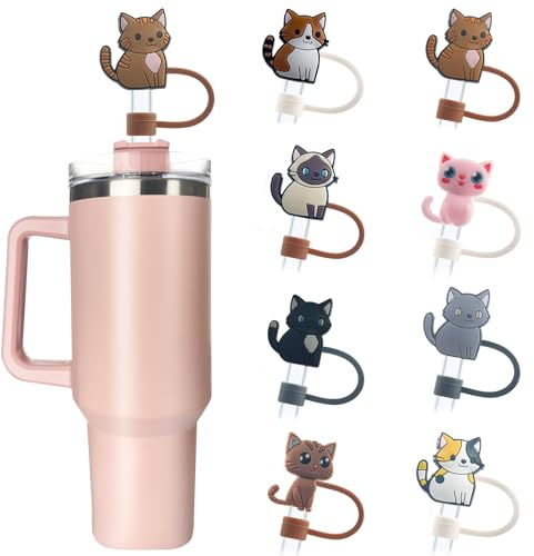 Velaco Silicone Straw Covers and Caps - Dust-Proof for Stanley Cups and Tumblers - 8 Pack of 0.4in Diameter Straw Toppers