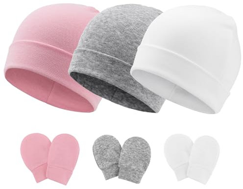 DRESHOW Neugeborenes Baby Mütze Hut und Handschuhe Set Beanie Bekleidung Unisex Infant Hut Kindergarten Mütze Baby Jungen Mädchen 0-6 Monate