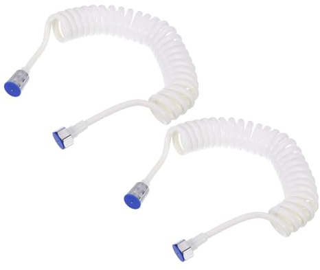 sourcing map 2pcs Spring Flexible Shower Hose, 3Meter/118inch Telescopic Shower Hose with Copper Zinc Interface Nut for Toilet Faucet, White