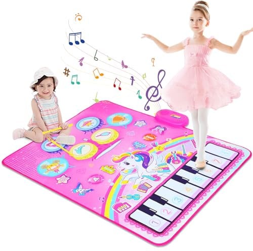 Love&Mini Toy Mat for 1+ Years Old Girls Gift - Love&Mini Large Size 35.43*27.56 Unicorn Baby Musical Mat Toddler Toy 2 in 1 Piano Keyboard & Drum Mat Toys for 1 2 3 4 5 Old Birthday Xmas Gift