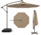 GOPLUS Parasol de Jardin Extérieur avec Pied, Parasol Déporté Inclinable Ø 3M, avec 8 Baleines 32 Lampes Solaires, Grand Parasol pour Terrasse Plage Cour (Café)