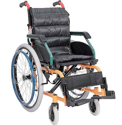 Fauteuil roulant pédiatrique extra étroit pour enfants – Ultraléger pliable manuel avec ceinture de sécurité, support de pied oscillant pour enfants