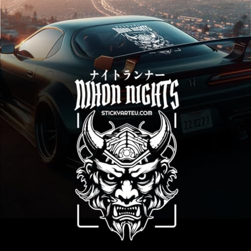 Oni JDM Antisocial Heckscheibe Aufkleber Nihon Nights Maske Japanische Windschutzscheibe Banner JDM Aufkleber - 20 - White