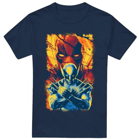 Cotton Soul Deadpool & Wolverine Deadpool & Wolverine Best Bubs maglietta unisex, blu navy, Marina Militare, M