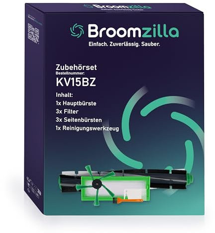 Broomzilla Ersatzteile Filter Zubehör Seitenbürste Bürsten für Vorwerk VR200 VR300 Saugroboter (1x Hauptbürste,3X Filter,3X Seitenbürsten,1x Reinigungswerkzeug)
