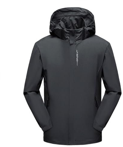 Ynport Crefreak Veste Imperméable en Plein Air Pour Hommes Manteau de Pluie Léger Veste de Marche Coupe-vent Veste de Montagne à Capuche, Parfaite pour un Usage Quotidien et en Plein Air,Gris,XL