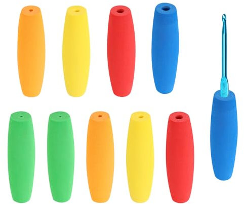 10 Stück Häkelnadelgriffe, Häkelgriffe für Haken, ergonomische Häkelnadel-Griffbefestigung, abnehmbarer Häkelnadel-Griff, Werkzeug, Zubehör für 2 mm - 10 mm Haken