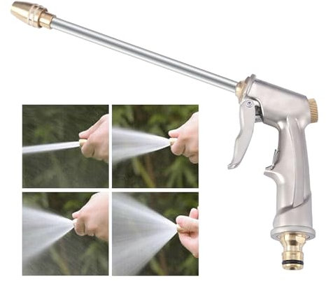 Pistolet Arrosage Metal Pistolet Haute Pression 4 Modes d'Arrosage Pistolet de Tuyau d'Arrosage en Métal Robuste pour Lavage des Voitures Jardins Animaux Domestiques