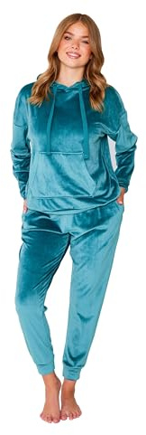 TURTLE Women’s Hooded Fleece Pyjamas Set – Fluffy Velour Loungewear Tracksuit, Soft Warm Hoodie & Joggers, Cosy Winter Nightwear