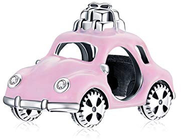 Rosa Auto Charms für Pandora Armbänder und Halsketten, 925er Sterling Silber Reise Charm, Weihnachts geschenk für Frauen
