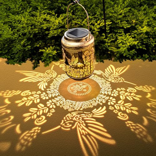 Christmas Gifts for Women Birthday, Hummingbird Solar Lantern Garden Ornaments Outdoor, Hummingbird Gifts Mothers Day Presents for Mum Grandma Her,Garden Hanging Lights for Patio Lawn Yard