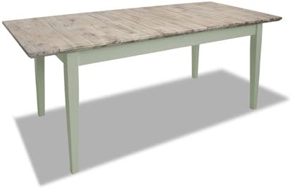 Ausziehbarer Esstisch aus Akazienholz, ausziehbar, 140 x 200 cm, Mittelverlängerung, Blätter, 5 Farboptionen, salbeigrün