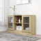 Myheimly Sideboard 2 Fächer 2 Türen Kommode Anrichte Beistellschrank Mehrzweckschrank Standschrank Schrank 120x30,5x70cm Holzwerkstoff Sonoma Eiche,Holzwerkstoff und Glas