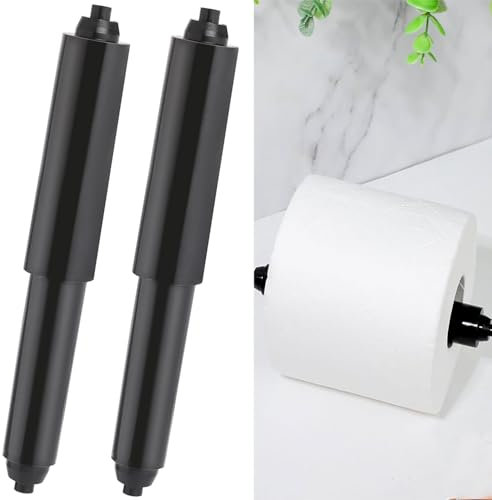 2 PCS Toilet Roll Holder Insert,Toilet Paper Holder Spring Loaded Roller Replacement, Plastic Toilet Paper Holder for Bathroom(Black)